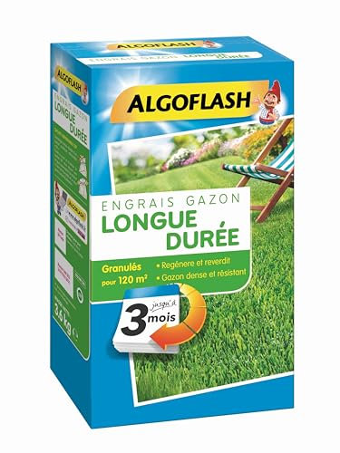 ALGOFLASH Engrais Gazon Longue Durée 3 Mois, 3 kg, EG3M120, Bleu