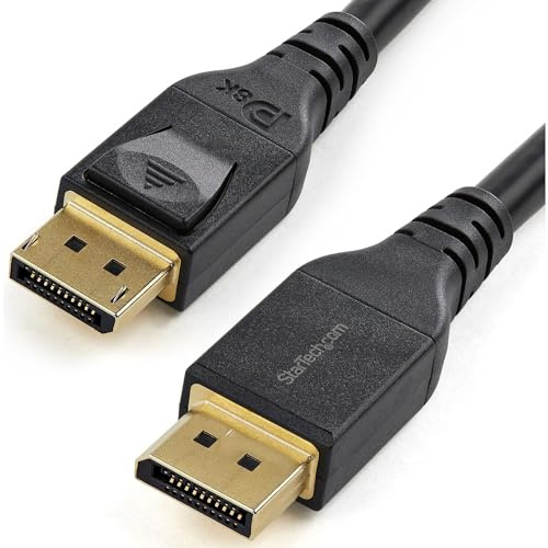 StarTech 4m Schlankes VESA DisplayPort 1.4 Kabel, 8K 60Hz HBR3, Schwarz | DP auf DP Monitorkabel, 4K 120Hz, Stecker auf Stecker, Verriegelung, Vergoldet, HDR