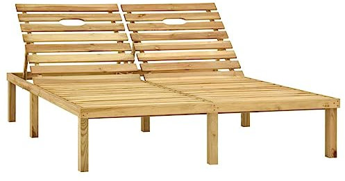 vidaXL Kiefernholz Grün Imprägniert Doppel Sonnenliege Gartenliege Holzliege Doppelliege Gartenmöbel Liege Relaxliege Strandliege Saunaliege