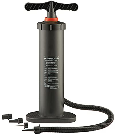 NET TOYS Leistungsstarke Doppelhubpumpe - Schwarz 2X 3000ccm (nach DIN ca. 2X 2100 CCM) - Universelles Camping - Outdoor-Zubehör Standluftpumpe