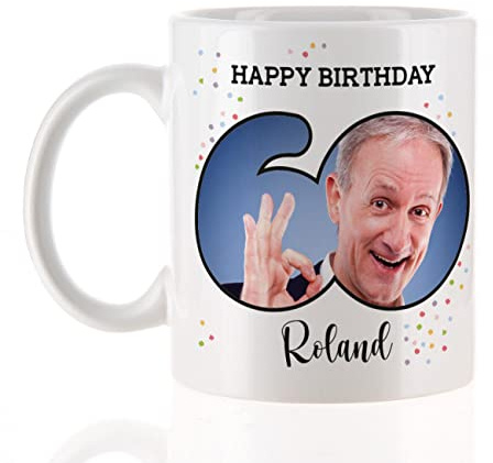 Herz & Heim® Fototasse zum runden Geburtstag mit eigenen Foto 60