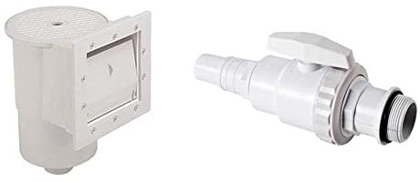 Gre AR100 Skimmer per Piscina Standard + Valvola d'impulsione, Color Bianco & Skimmer Y REPUESTOS-Válvula de cierre 1/4 de vuelta+ 1 conector Ø 32/38 mm para Kit de filtración