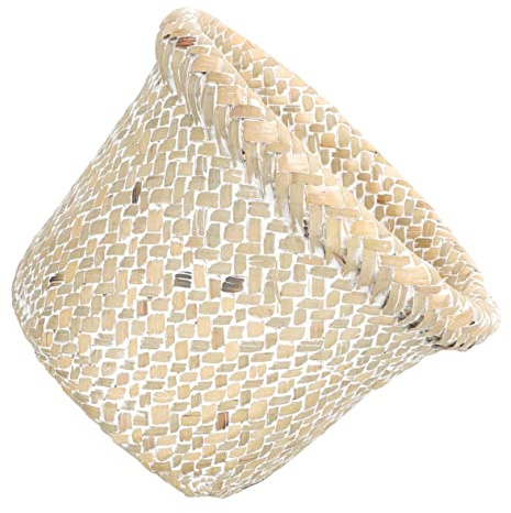 CAXUSD Vintage Woven Bucket Trash Can Laundry Basket Home Woven Basket Kitchen Sundries Storage Organizer Trash Can