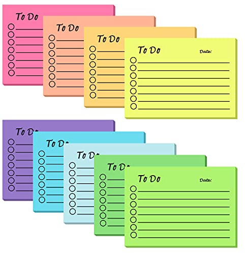 9 Pack to Do List Sticky Notes, Colorful Lined Sticky Notes, Self-Stick Do List Notepads for School Office Meeting Home Plan Reminder Stationery Supplies(450 Sheets,10 * 7cm)