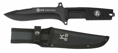 Outletdelocio Cuchillo supervivencia K25 Titanium Full Tang. Hoja acero inoxidable 16,3 cm + Funda
