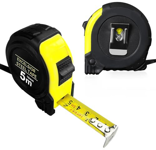 Gentpovth 2 pezzi 5m Metro a nastro professionale robusto con Rivestimento in Gomma Antishock, Metrica inglese flessometro, Compatto Resistente, facile da riporre, per misurazioni in diversi contesti