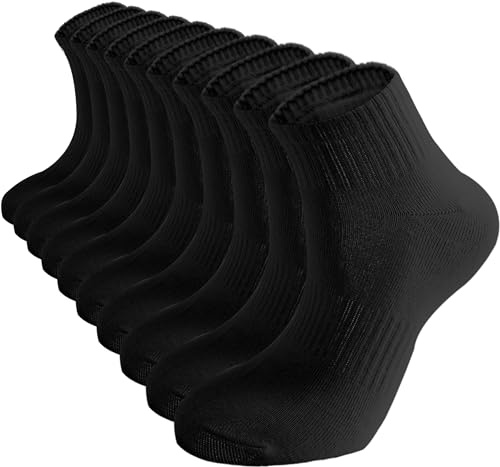 Womens Black Ankle Socks Thin Cotton Gym Socks Athletic Mini Crew Socks 5-9
