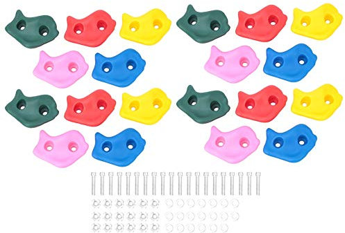 POENVFPO Rock Climbing Holds, 20 Pcs Rock Climbing Wall Accessories Set for Kids Indoor and Outdoor Climbimg