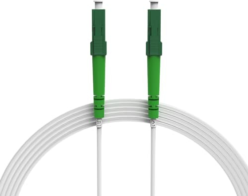 nexinex - 10m weißes Glasfaserkabel LC/APC auf LC/APC Patchkabel | Kompatibel mit Telekom, Vodafone, 1&1, Fritzbox, etc. | LWL Simplex Singlemode OS2 FTTH Glasfaser Lichtwellenleiter Kabel