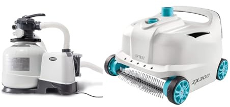 Intex filtre à sable sx2800 8m3/h pour piscine jusqu'à 56m3 & robot aspirateur fond et parois zx300