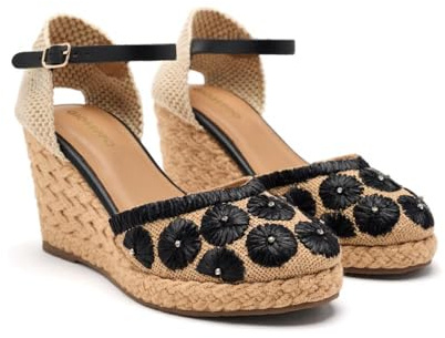 GIOSEPPO Donna Bennett Sandalo Gabbia Espadrillas, Nero, 38 EU