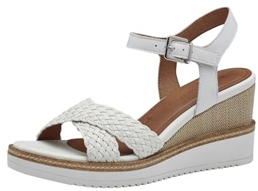 Tamaris Femme Damen 1-28351-44 Sandale cale, Blanche, 38 EU