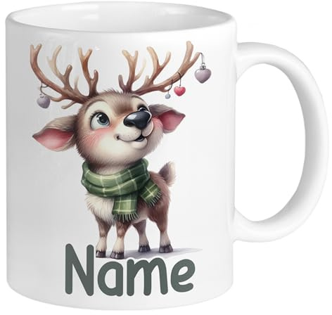 GRAZDesign Tasse Rentier witziges Geschenk mit Namen personalisiert Weihnachtstasse 330ml