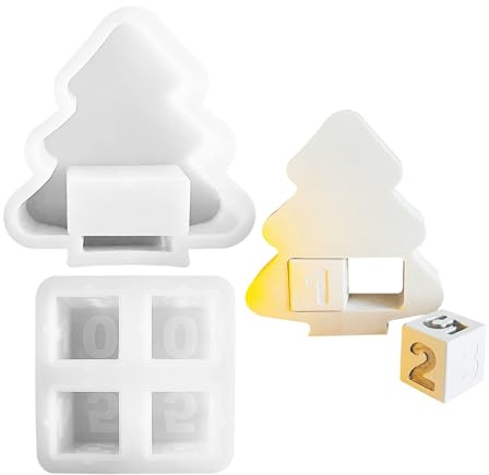 Advent Calendar Silicone Moulds Casting Moulds, Christmas Countdown Calendar Silicone Moulds with Cube Numbers, Silicone Casting Mould, Christmas Silicone Mould, Candle Mould for Calendar Decoration