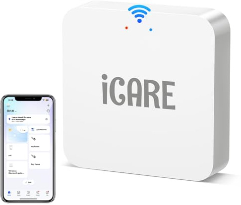 Puerta de Enlace Inteligente WiFi/Bluetooth para Cerradura Digital ICARE/Tuya/Smart Life - Control Remoto por App, Compatible con Alexa y Google Home | Control remoto mediante aplicación, compatible con Alexa y Google Home, para ICARE Fingerprint Smart Lock