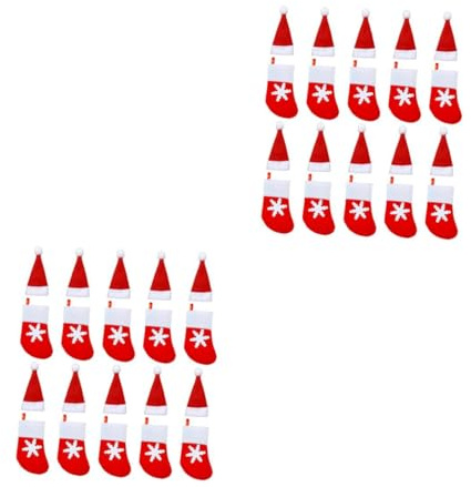 MAGICLULU 2 Ensembles Couverts De Table De Noël D'infusion À Froid Argenterie De Bouteille À Vin Noël Réutilisable De Vin Bouteilles Chiffon Rouge 20 Pièces * 2