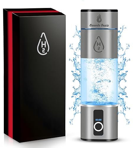 Hydrogen Water Bottle – 8000 PPB | Certified H2 Generator | SPE/PEM Cup with Platinum Electrodes & Dupont PEM • Portable USB Rechargeable Hydro Water Bottle, 280ML Hydrogen Generator for Healthy Water