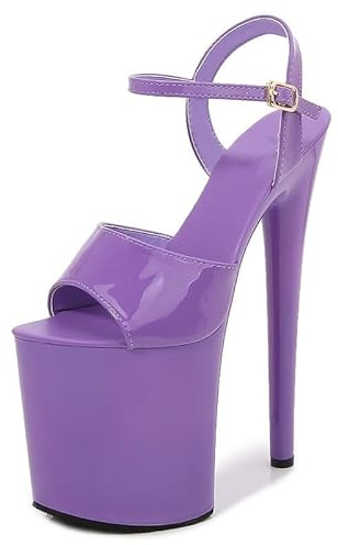 Ichlovdu Sandali sexy da donna, con tacco alto, 20 cm, a spillo con plateau da 10 cm, con punta aperta, eleganti scarpe per feste e palcoscenico, Lilla, 40 EU