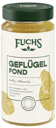 Fuchs Gewürze - Geflügel Fond, optimal für Suppen oder Saucen, Ohne Geschmacksverstärker, Farbstoffe oder Palmfett, Gluten und laktosefrei, 400 ml im wiederverschließbaren Glas