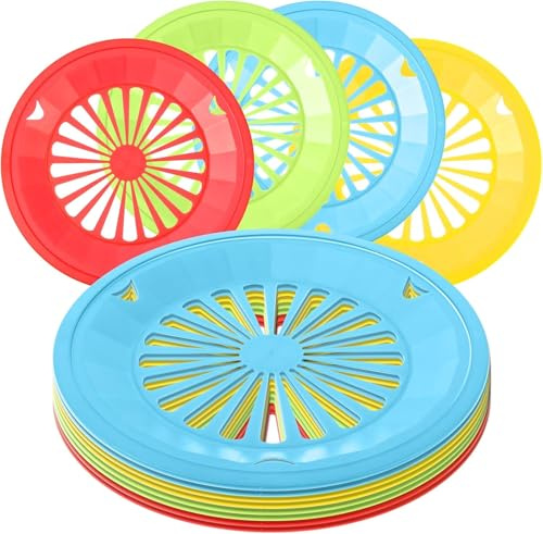Lot de 15 supports d'assiettes en carton de 25,4 cm en plastique avec rainures à clipser, 5 couleurs de supports robustes avec verrouillage sécurisé, faciles à nettoyer et à ranger pour pique-nique