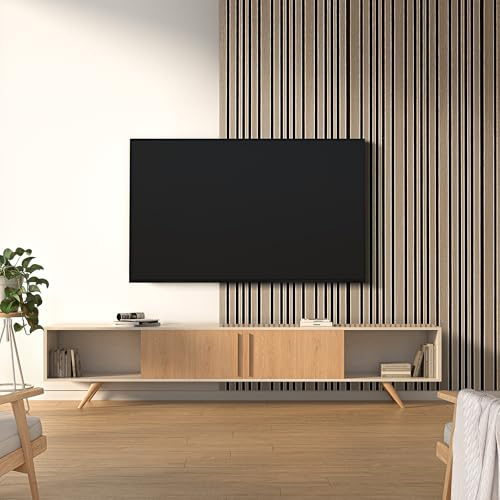Thick & Thin Design Oak Decorative Wall Panel Wood Slat Panelling | Wooden 3D Slatted Acoustic Sound Absorbing Ceiling or Wall Slats (Thick & Thin (2 Pack))