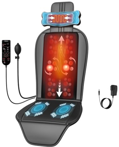 comrelax Shiatsu Back Massager with Heat, Massage Chair Pad for Full Back, Chair Massager with Neck Support Suitable for Office/Home/Father/Mother