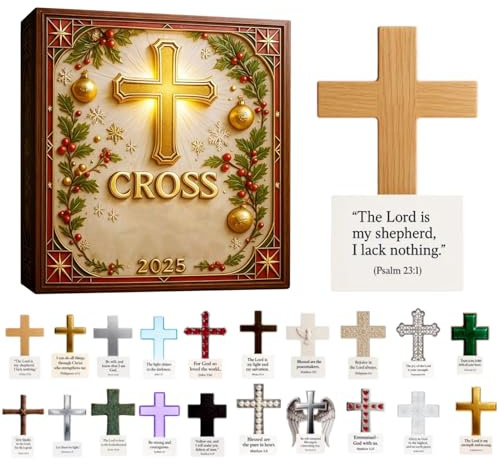 Cross Advent Calendars 2025 | 24 Days Countdown With Scripture Verses,2D Acrylic Christmas Christian Decor, For Tree Backpack Car Rearview Mirror Wreath Mantle Wall Festive Holiday