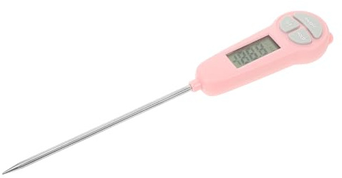 IWOWHERO Termometro da Cucina Digitale per Alimenti Termometro per Carne e Olio da Frittura Sonda Resistente Rosa Misuratore Temperatura per Cucina Sicura e