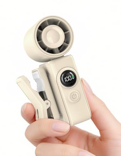 anysun Ventilador Portatil Turbo, 13500 RPM Ventilador de Mano 118g con Clip 360°, Correa y Pantalla LED, Plegable 180° Ventoinha Portatil para Viaje, Maquillaje y Oficina, Regalos de Verano 2026