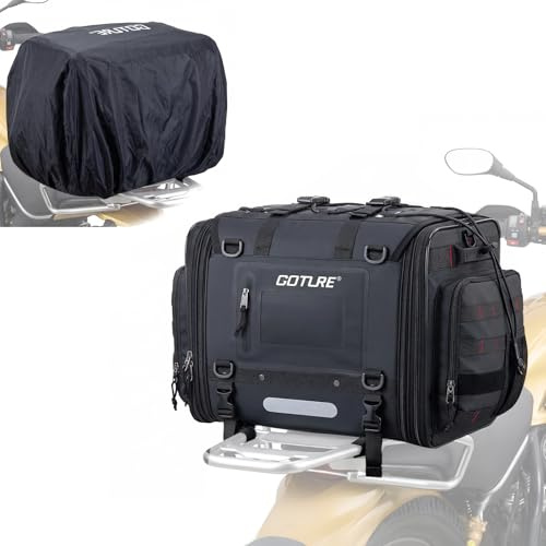 Goture Motorrad Hecktasche 50-70L Erweiterbar Wasserdicht 1000D Cordura | Formstabile Motorradtasche mit rutschfestem Boden für Touring, Reise & Camping - robust, langlebig & einfach zu montieren