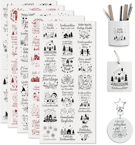 CHNVICK 105 Stück Weihnachtszitate Rub on Sticker,uv dtf Aufkleber | Lebendige Farben;Starke Kalthaftung;Einfache Anwendung;Perfekt für Kerzen,Vorratsgläser,Schlüsselanhänger & glatte Flächen