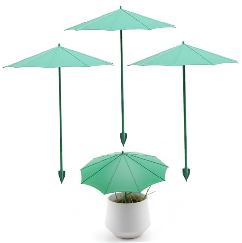 Bemonew Lot de 3 parapluies de jardin avec protection contre le soleil et la pluie, 43,2 cm, avec piquets pour plantes en pot, semis, parterres de jardin, vert