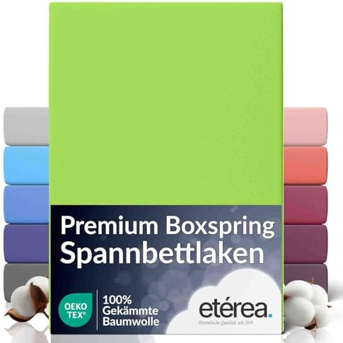 etérea extra Jersey lenzuolo con angoli 240x220 cm Verde mela Epaisseur 20-35 cm - 100% Cotone - Oekotex materasso letto a molle - lenzuola 240x220cm Verde
