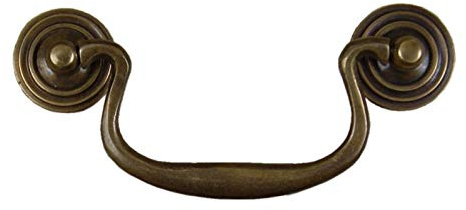 Vintage Drawer Handles Swan Neck Drop Handle Antique Brass 3.5 / 92mm