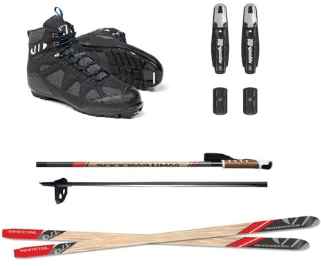 Whitewoods Whitetail Adult Metal Edge Cross-Country NNN Ski Package - Skis, Boots, Bindings, Poles | 180CM (for Skiers 156-175 lbs.) (EU Boot Size: 41)