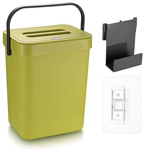 YiPHomn Hängender Mülleimer, 5L Küchenmülleimer Abfalleimer mit Deckel, Abfallbehälter zum Aufhängen für Küche, Auto, Bad, Büro, Schlafzimmer - Grün