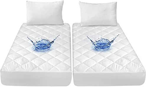 Split King Mattress Topper Protector Pad for Adjustable Bed Cover, Quilted, Breathable, Absorbent, Fitted Sheet Style, Machine Washable