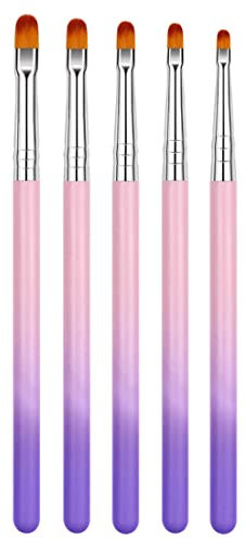 Set di pennelli per unghie da 5 pezzi, spazzola per unghie professionale in gel acrilico, spazzola per unghie in polvere acrilica per unghie, allungamento e modellatura delle unghie acriliche