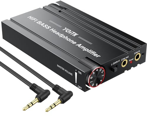 YGiTK Portable Headphone Amplifier with Bass Boost, 16-600Ω HiFi Earphone Amplifiers, Rechargeble Audio AMP 3.5mm AUX Output Interface, for Mac, Phones, iPad, MP3, MP4
