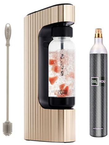 Twenty39 qarbo LUXE Premium Metal Sparkling Water Maker Machine with CO2 Cylinder (Gold)