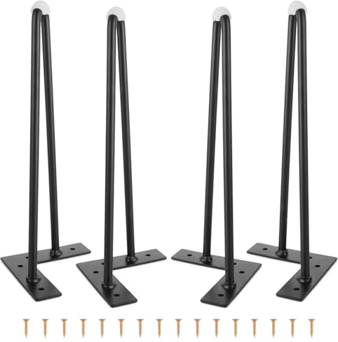 WOPPLXY 4 PCS 30cm Hairpin Table Legs, 12Inch Metal Furniture Legs Coffee Table Leg, Heavy Duty Black Furniture Legs with Protectors for Cabinet, Coffee Table