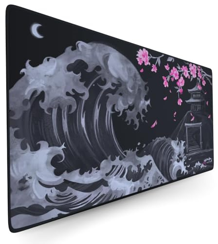Nyfter - Alfombrilla de ratón premium Sakura V4 XXL para gaming, Nyfpad XXL, sin ondas con bordes cosidos extra