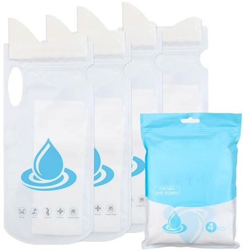 4 Stück Urinbeutel für Unterwegs,Notfalltoiletten fürs Auto,Urinbeutel Bei Inkontinenz,Taschen WC,Pinkelbeutel,mit Griff,700 ml,für Männer und Frauen,für Reisetoilette,Camping,Stau,Erbrochene Beutel