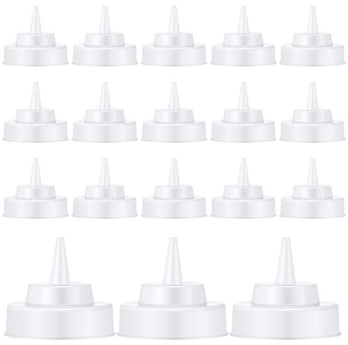 Tioncy 18 Pcs Condiment Squeeze Bottle Replacement Cap Plastic Wide Mouth Squeeze Lids for 63mm Emptying Bottle 2.76inch Natural Cone Tip Dispensing Caps for Kitchen Dining Room Dispenses Sauce