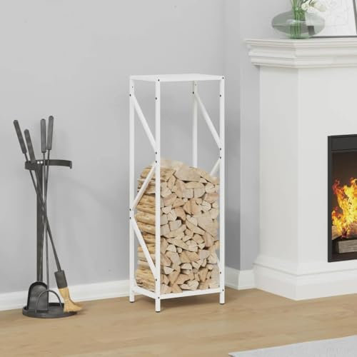 Homgoday Porte-bois de chauffage blanc 34 x 25 x 100 cm, porte-bûches d'intérieur, porte-bûches de chauffage, porte bois pour cheminée, bois d'intérieur, empilable poêle en bois