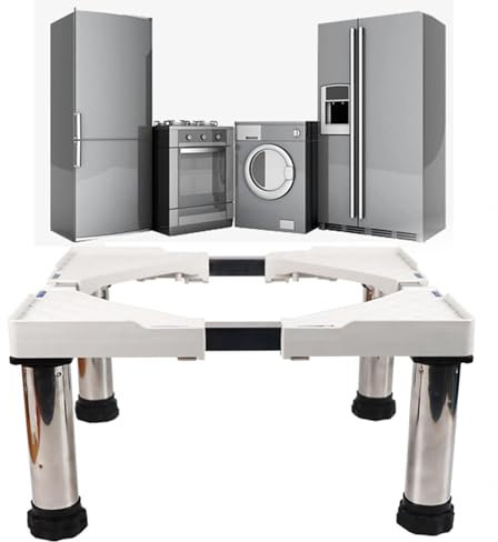 Universeller Waschmaschinensockel, höhenverstellbar 9,9 cm, 24,9 cm, für Waschmaschinen und Trockner, 362,9 kg Kapazität, 71,1 cm breit, multifunktionaler Ständer, weiß, verbessert Stabilität und