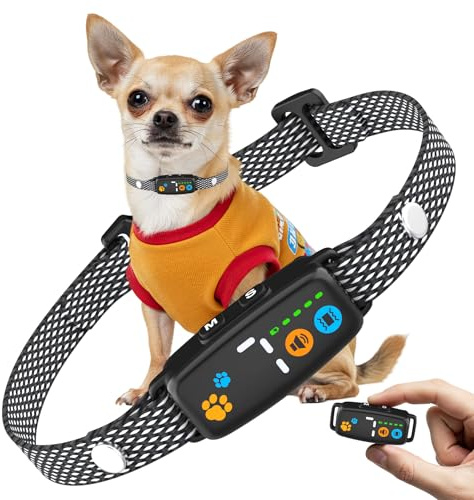 CAWJUG Anti Bark Collars for Small Dogs, Ultra Slim & Lightweight Dog Barking Collar with 3 Working Modes, 7 Sensitivity, IP67 Waterproof No Bark Collar for Small Medium Dogs