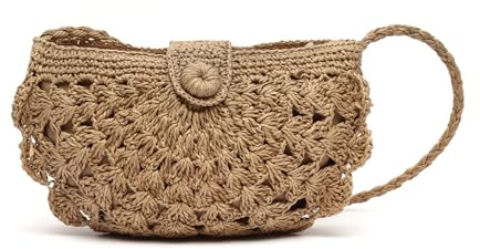 MISAKO Dondy bolso bandolera media luna efecto rafia Mujer - Dondy Natural 14x33x4cm