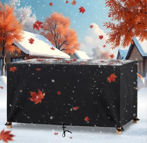 ZDLLDZ Copertura per Mobili da Giardino 400x80x100 cm Telo Copritavolo Esterno Impermeabile in 420D Oxford, Fodera Protettiva Rettangolare Resistente all'Inverno per Tavolo, Panca o Sdraio,Nero