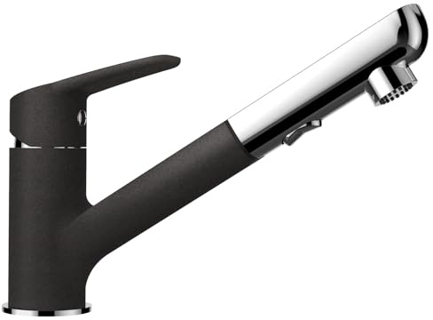 SCHOCK Küchenarmatur Daja Onyx – Hochdruck Armatur CRISTALITE mit ausziehbarer Schlauch-Brause